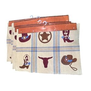 New Home Studio Cactus‎ Ranch Collection Western Cotton Placemats Set of 4 Tan